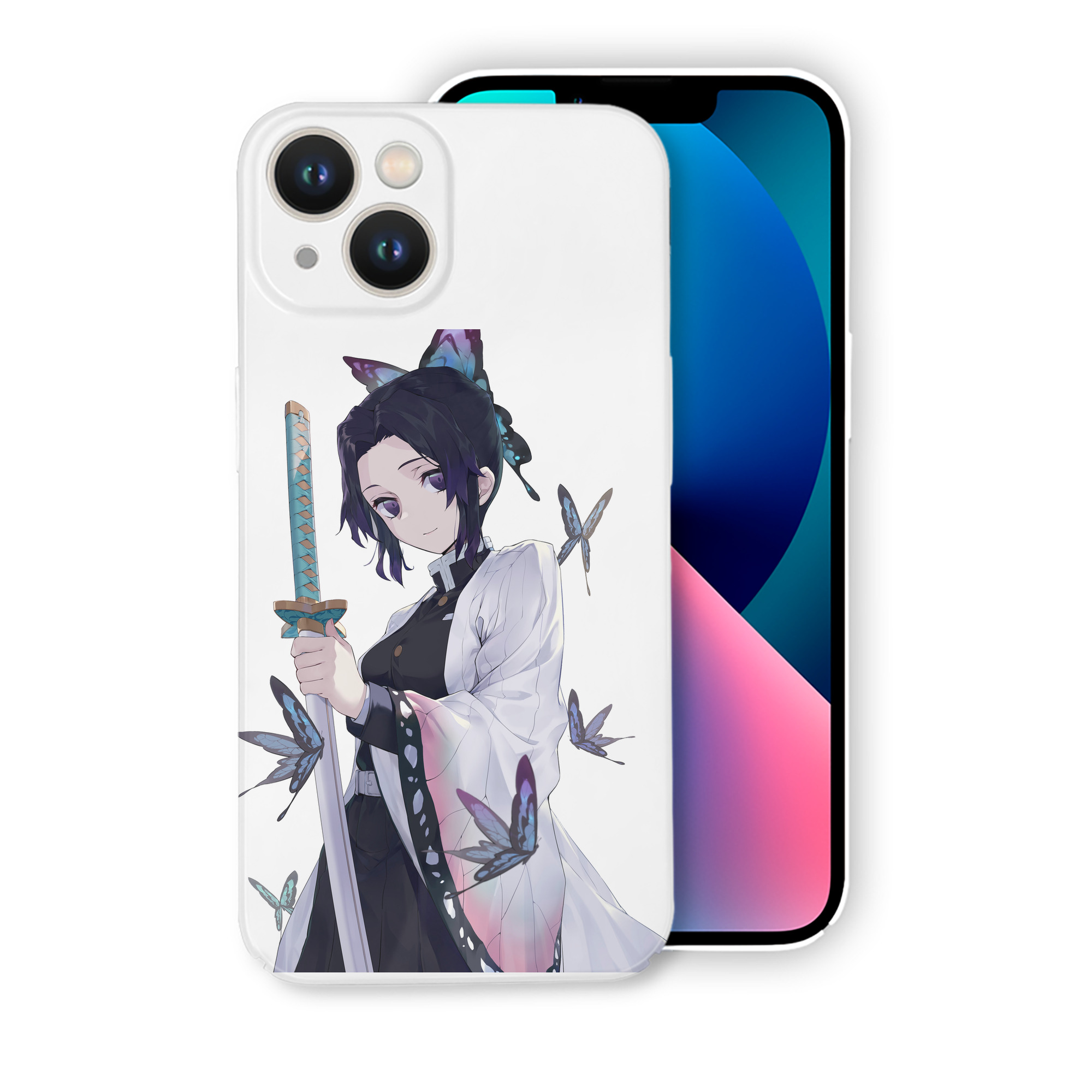 （画像用） 鬼滅の刃（きめつのやいば）蟲柱-胡蝶 しのぶ／こちょう しのぶ Kochou Shinobu 【iPhone 14シリーズ対応】ハードケース
